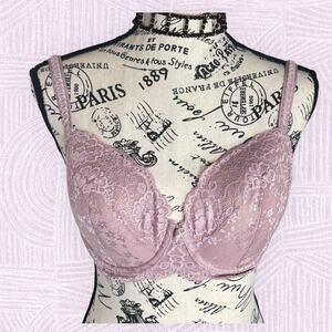 Victoria’s Secret Mauve Purple Lace Demi Coverage Bra 34DD - Y2K Vintage Padded